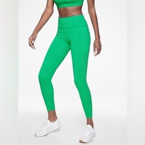 Athleta Active Contender Laser-Cut Leggings | Teal Green | Size Small